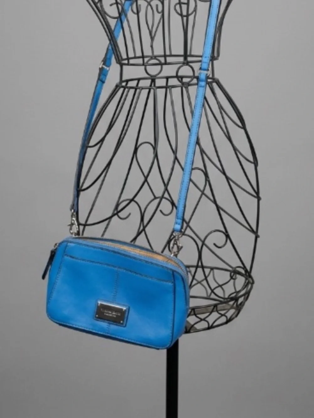 Tignanello Blue Crossbody Bag Gold Logo stylish bag for women
